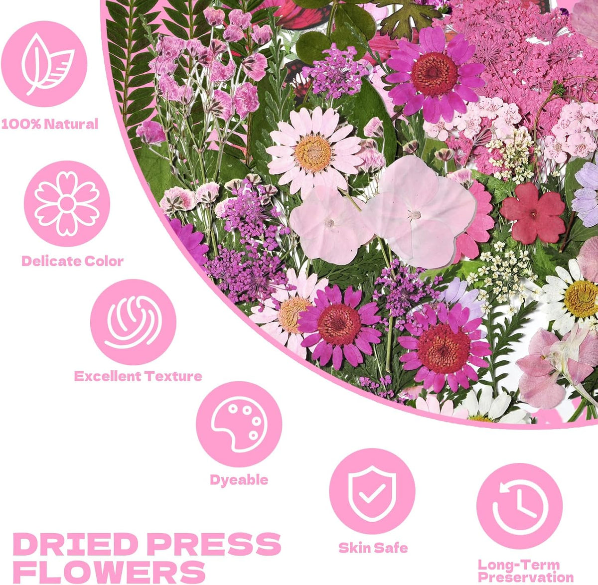 Dried Flowers for Resin 116Pcs Pink Real Natural Pressed Flowers