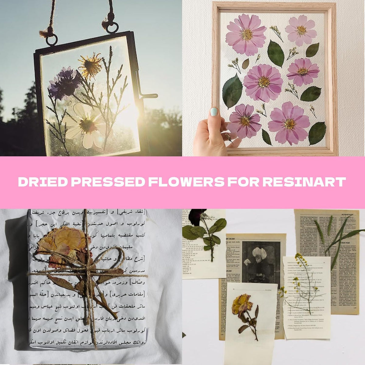 Dried Flowers for Resin 116Pcs Pink Real Natural Pressed Flowers