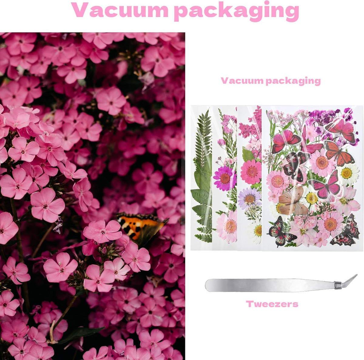 Dried Flowers for Resin 116Pcs Pink Real Natural Pressed Flowers