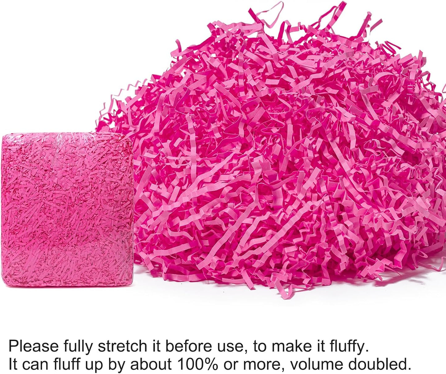1 LB Crinkle Cut Paper Shred Filler Pink Crinkle Shredded Paper for Gift Box - Gift Basket Bag Filler - Grass Cushion Stuffing for Mother's Day Holiday Packaging Wrapping
