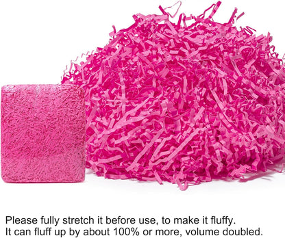 1 LB Crinkle Cut Paper Shred Filler Pink Crinkle Shredded Paper for Gift Box - Gift Basket Bag Filler - Grass Cushion Stuffing for Mother's Day Holiday Packaging Wrapping