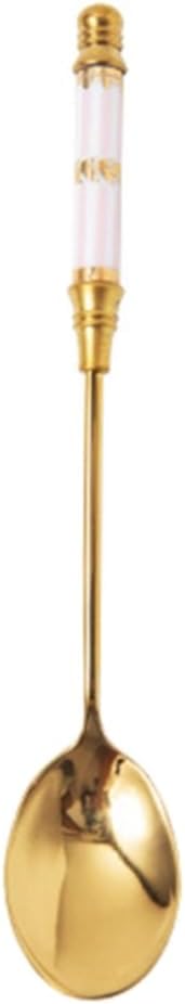 Stainless Steel Coffee Spoons Gold Plated Stainless Steel Teaspoons Ceramics Spoon Tea And Coffee Spoon for Dessert Sugar Cake Ice Cream Cappuccino (British Pink)