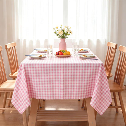 Pink Gingham Tablecloth 54x108 Cotton Rectangle Plaid Picnic Holiday Dining