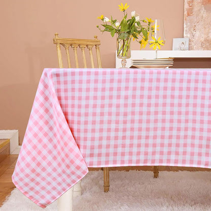 Pink Gingham Tablecloth 54x108 Cotton Rectangle Plaid Picnic Holiday Dining