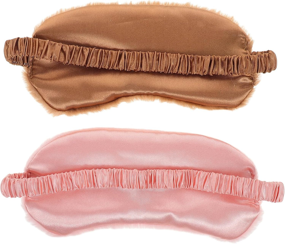 Cute Plush Sleep Eye Mask 2pcs for Office Travel Light Blocking
