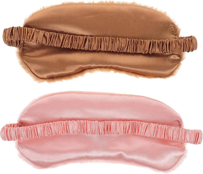 Cute Plush Sleep Eye Mask 2pcs for Office Travel Light Blocking