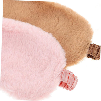 Cute Plush Sleep Eye Mask 2pcs for Office Travel Light Blocking