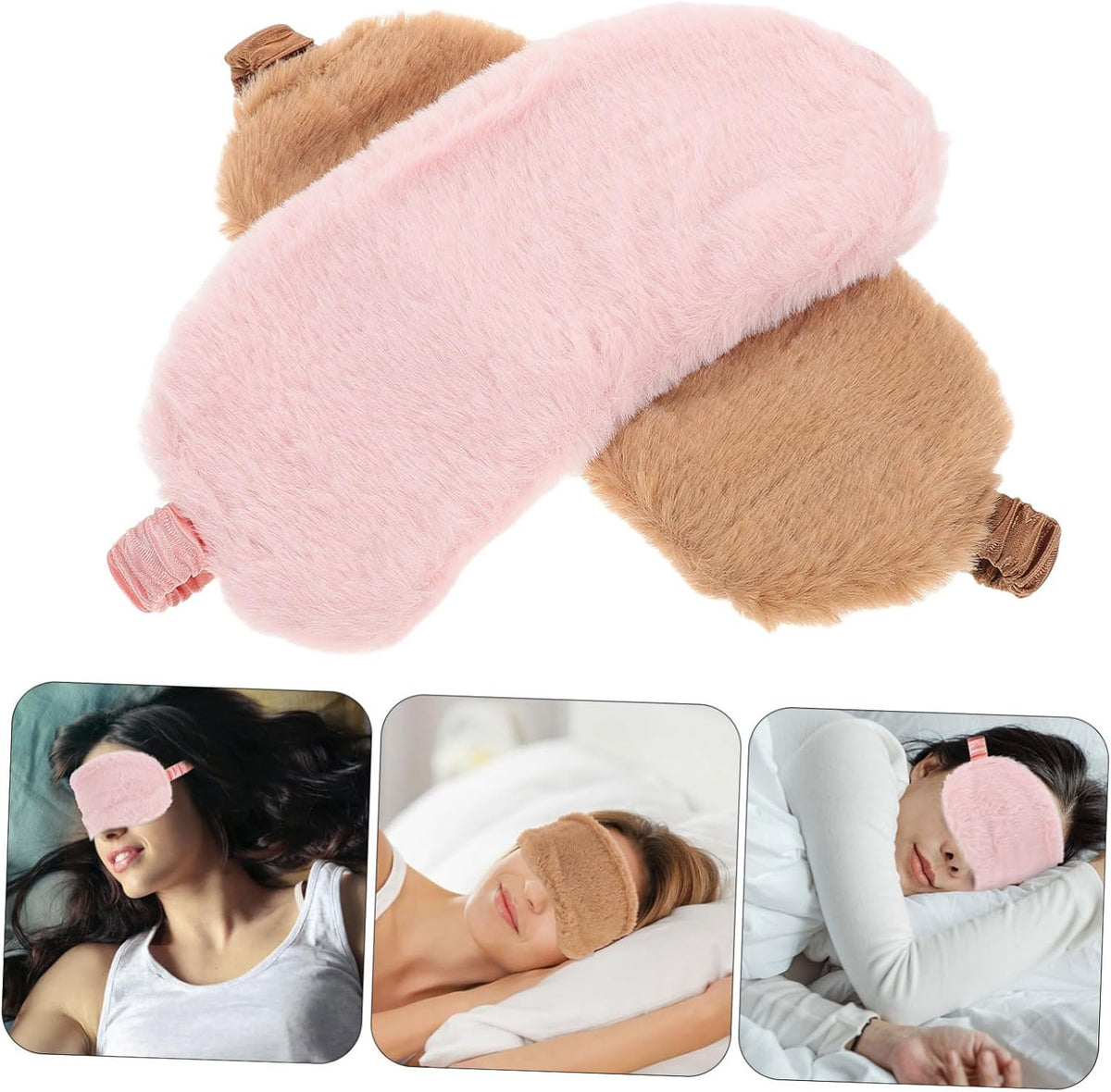 Cute Plush Sleep Eye Mask 2pcs for Office Travel Light Blocking