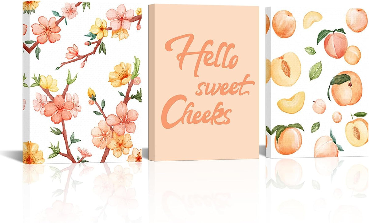 Peach Wall Art Peach Bathroom Decor Blossom Pictures for Bathroom Wall Framed 12x16 Inch x3pcs