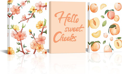 Peach Wall Art Peach Bathroom Decor Blossom Pictures for Bathroom Wall Framed 12x16 Inch x3pcs
