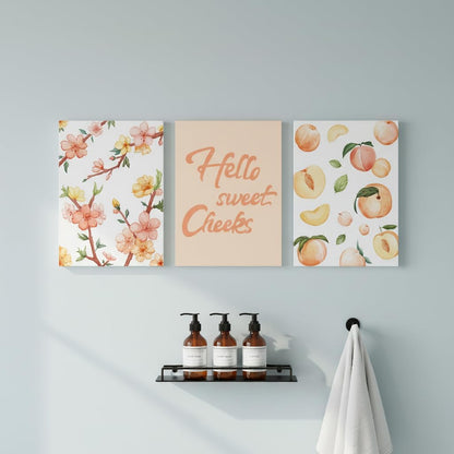 Peach Wall Art Peach Bathroom Decor Blossom Pictures for Bathroom Wall Framed 12x16 Inch x3pcs