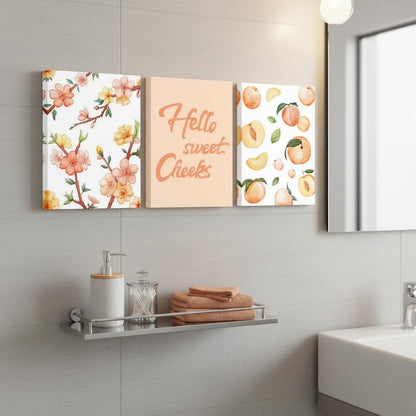 Peach Wall Art Peach Bathroom Decor Blossom Pictures for Bathroom Wall Framed 12x16 Inch x3pcs