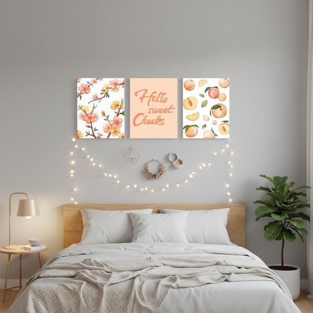Peach Wall Art Peach Bathroom Decor Blossom Pictures for Bathroom Wall Framed 12x16 Inch x3pcs