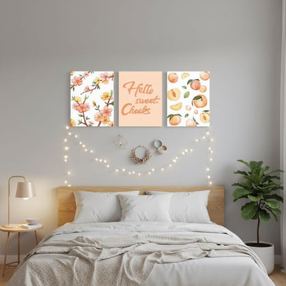 Peach Wall Art Peach Bathroom Decor Blossom Pictures for Bathroom Wall Framed 12x16 Inch x3pcs