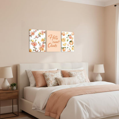 Peach Wall Art Peach Bathroom Decor Blossom Pictures for Bathroom Wall Framed 12x16 Inch x3pcs