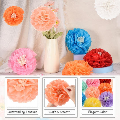 Tissue Paper Pom Poms 8" for DIY Wedding Party Peach Pink 6 PCS