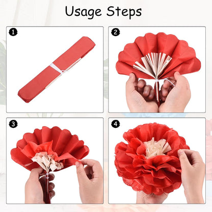 Tissue Paper Pom Poms 8" for DIY Wedding Party Peach Pink 6 PCS