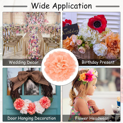 Tissue Paper Pom Poms 8" for DIY Wedding Party Peach Pink 6 PCS