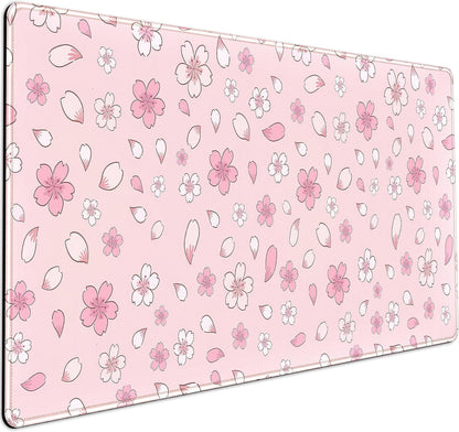 Pink Cherry Blossom Large Mouse Pad XXL 31.5''x15.7'', Pastel Anime Aesthetics Desk Pad Keyboard Mat Big Gaming Deskmat, Extended Mousepad Desk Accessories for Women Office Decor