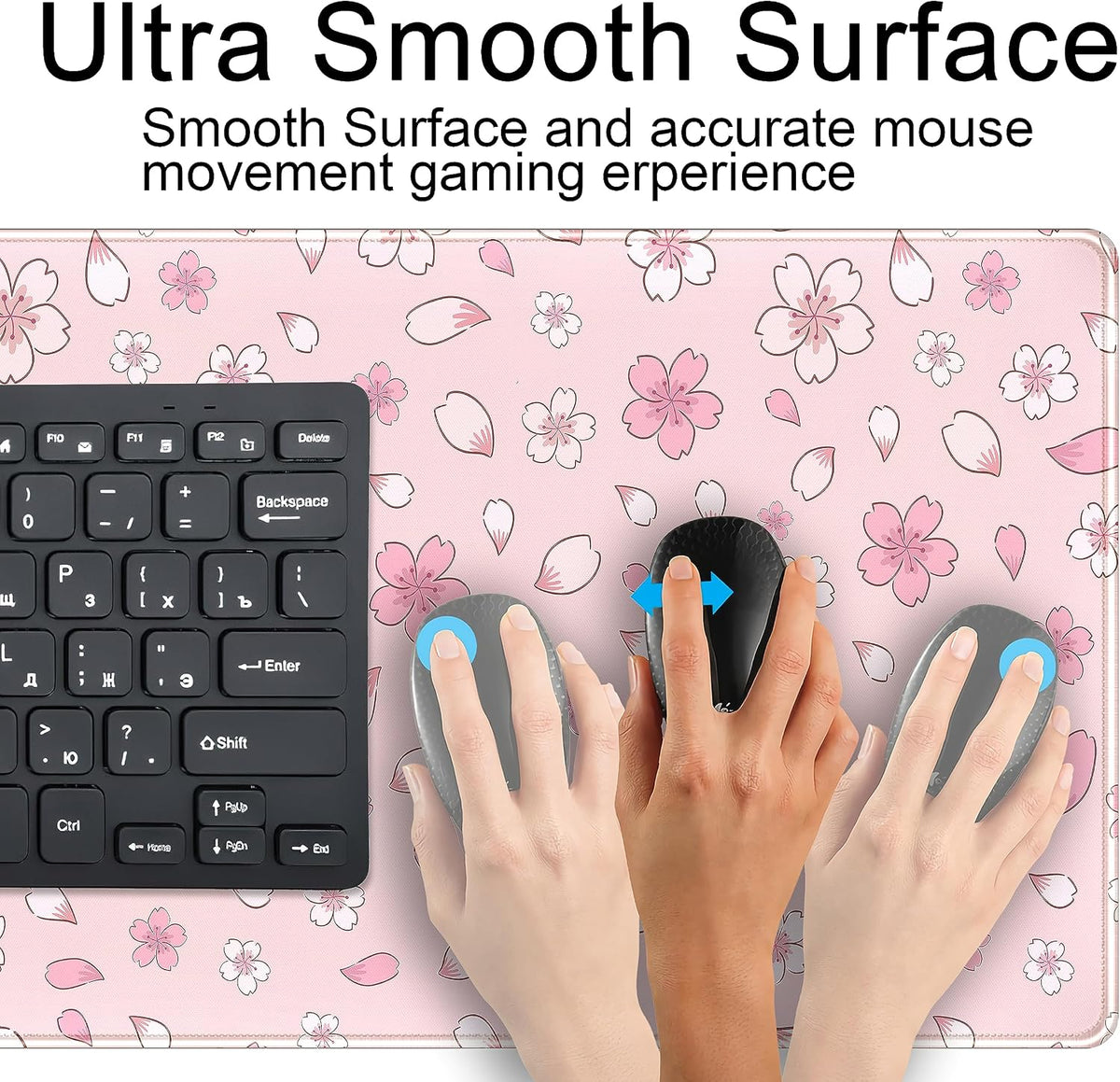 Pink Cherry Blossom Large Mouse Pad XXL 31.5''x15.7'', Pastel Anime Aesthetics Desk Pad Keyboard Mat Big Gaming Deskmat, Extended Mousepad Desk Accessories for Women Office Decor
