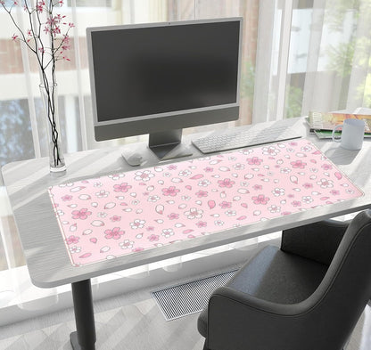 Pink Cherry Blossom Large Mouse Pad XXL 31.5''x15.7'', Pastel Anime Aesthetics Desk Pad Keyboard Mat Big Gaming Deskmat, Extended Mousepad Desk Accessories for Women Office Decor