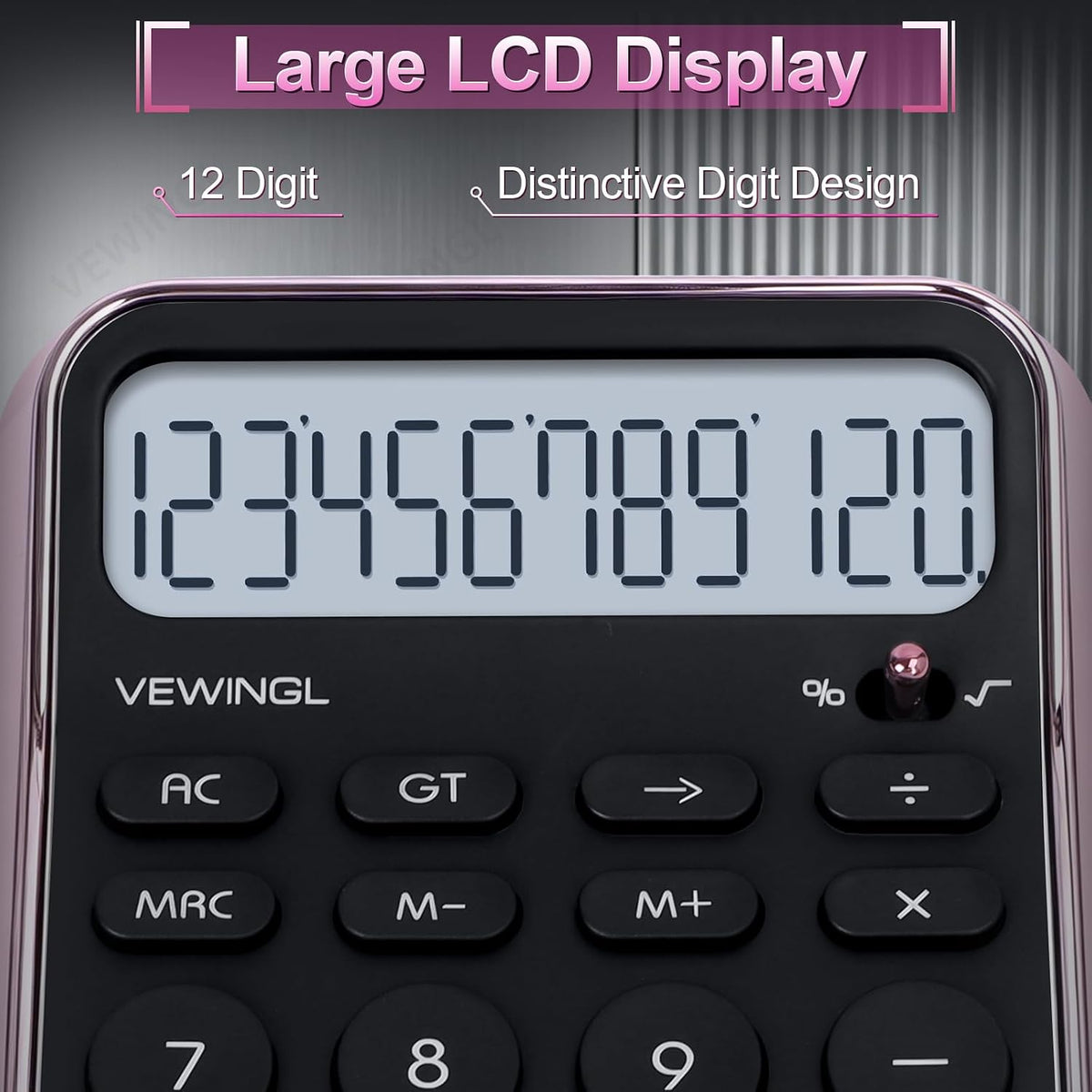 Desktop Calculator, 12 Digit HD Display with% Key