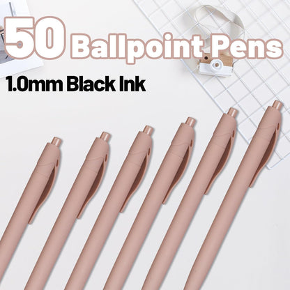 BallPoint Pens, 50 Pack (BLACK Ink),Bulk Pens, Pale Dogwood Pink Barrel,Click Pens for Office Home and School, Retractable Ballpoint Pens, Medium Point, 1.00MM (Pale Dogwood Pink)