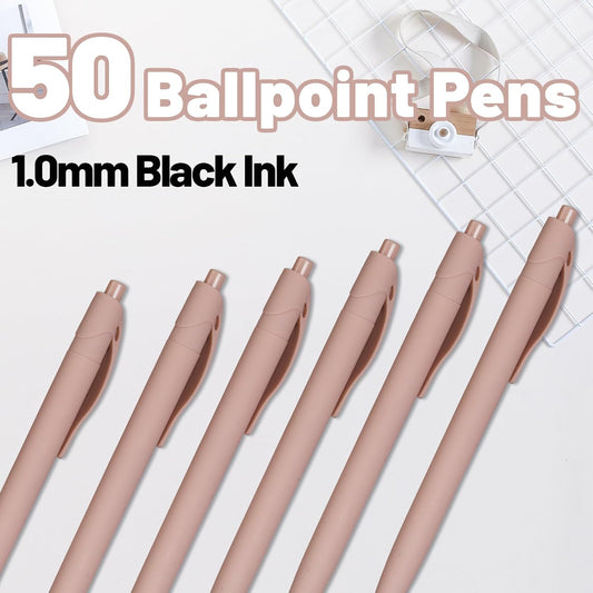 BallPoint Pens, 50 Pack (BLACK Ink),Bulk Pens, Pale Dogwood Pink Barrel,Click Pens for Office Home and School, Retractable Ballpoint Pens, Medium Point, 1.00MM (Pale Dogwood Pink)