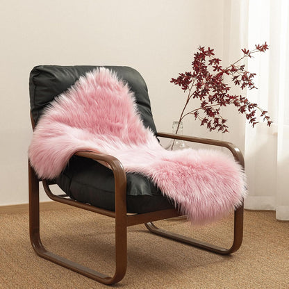 Ashler Faux Fur Area Rug - Fluffy Shaggy Sheepskin 2 x 3 Feet, Pink Fuzzy Machine Washable Shag - Nursery Decor Throw for Bedroom, Kids Room, Living Room