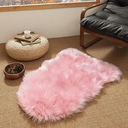 Ashler Faux Fur Area Rug - Fluffy Shaggy Sheepskin 2 x 3 Feet, Pink Fuzzy Machine Washable Shag - Nursery Decor Throw for Bedroom, Kids Room, Living Room