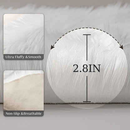 Ashler Faux Fur Area Rug - Fluffy Shaggy Sheepskin 2 x 3 Feet, Pink Fuzzy Machine Washable Shag - Nursery Decor Throw for Bedroom, Kids Room, Living Room