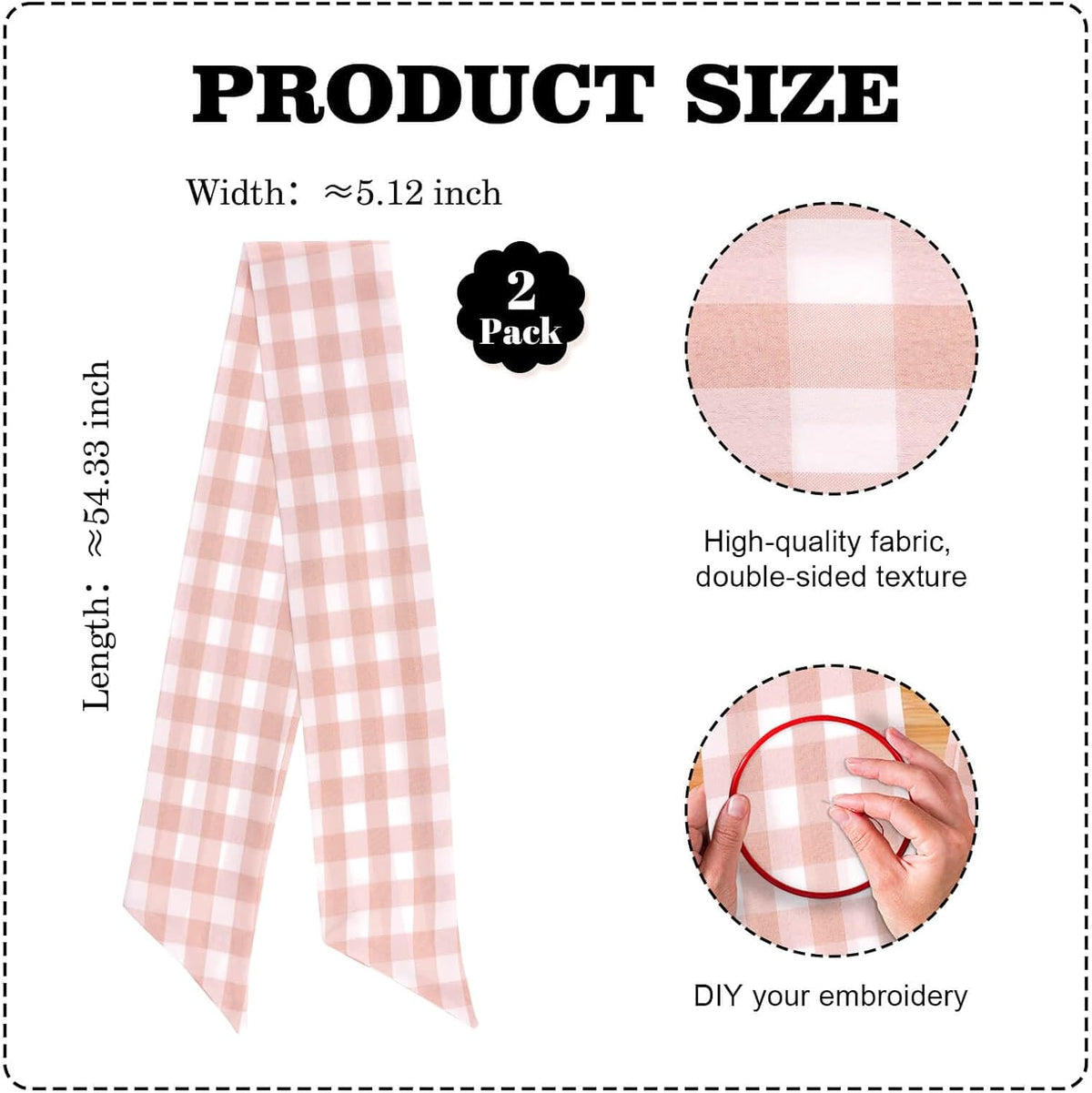 Peach Wreath Sash 2 Pack for Front Door, Spring Easter Baby Shower Gingham Buffalo Check Plaid Ribbon Bows, 5.12" x 54" Each Wedding Decor