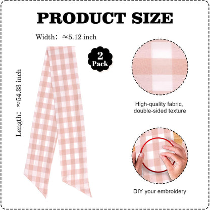 Peach Wreath Sash 2 Pack for Front Door, Spring Easter Baby Shower Gingham Buffalo Check Plaid Ribbon Bows, 5.12" x 54" Each Wedding Decor