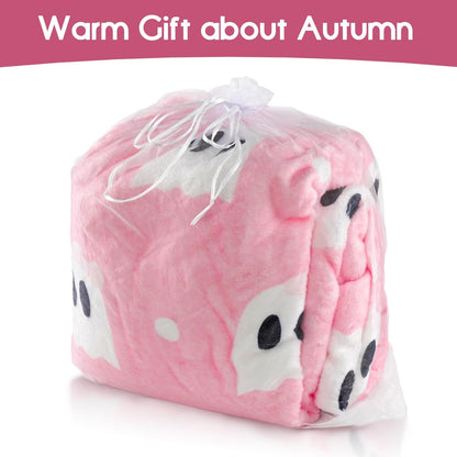 Halloween Blanket,Halloween Pink Polka Dots Spooky Ghost Fleece Blankets, for Women Flannel Throw Blanket for Home Living Room Couch Bed Chair or Dorm Decor 60"x50"