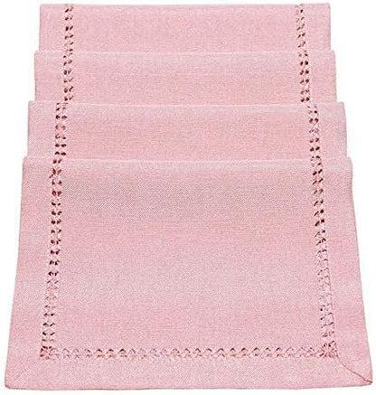 Handcrafted Solid Color Dining Table Placemats, Double-Hemstitched (Pink, 12 x 18 Placemats (Set of 4))