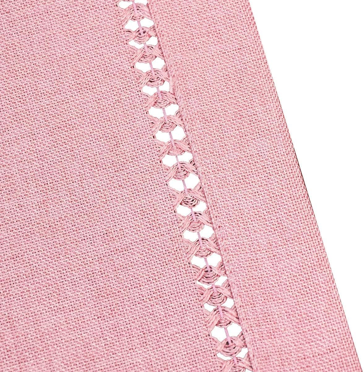 Handcrafted Solid Color Dining Table Placemats, Double-Hemstitched (Pink, 12 x 18 Placemats (Set of 4))