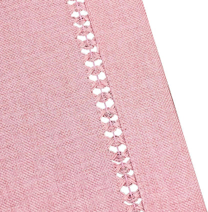 Handcrafted Solid Color Dining Table Placemats, Double-Hemstitched (Pink, 12 x 18 Placemats (Set of 4))