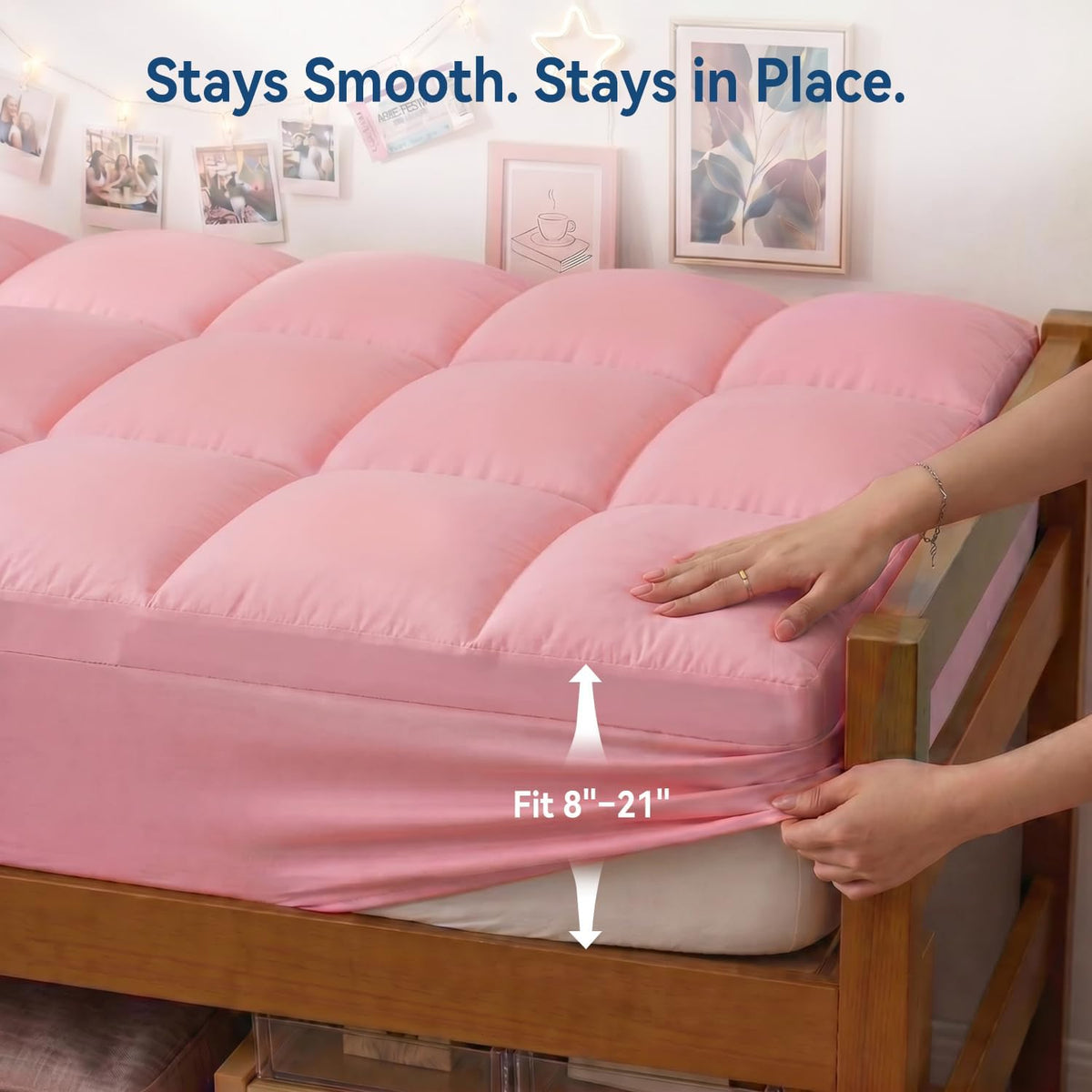 Pink Twin XL Mattress Topper for College Dorm, Plush Pillow top