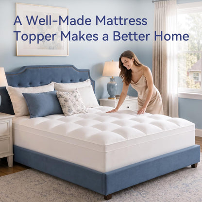 Pink Twin XL Mattress Topper for College Dorm, Plush Pillow top
