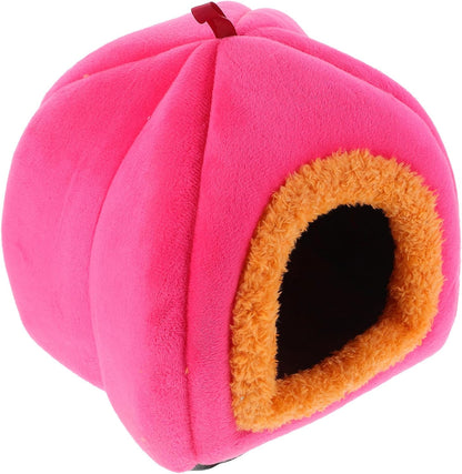 Small Animal Pet Bed House Warm Sleeping Nest for Hamsters Guinea Pigs Chinchillas, Pink Cozy Hideout Cave for Small Pets