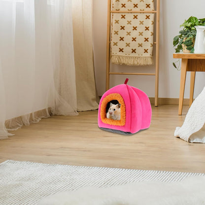 Small Animal Pet Bed House Warm Sleeping Nest for Hamsters Guinea Pigs Chinchillas, Pink Cozy Hideout Cave for Small Pets