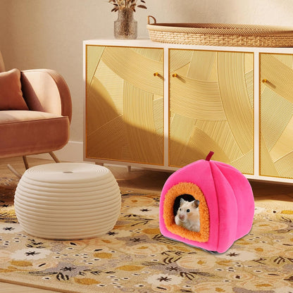 Small Animal Pet Bed House Warm Sleeping Nest for Hamsters Guinea Pigs Chinchillas, Pink Cozy Hideout Cave for Small Pets