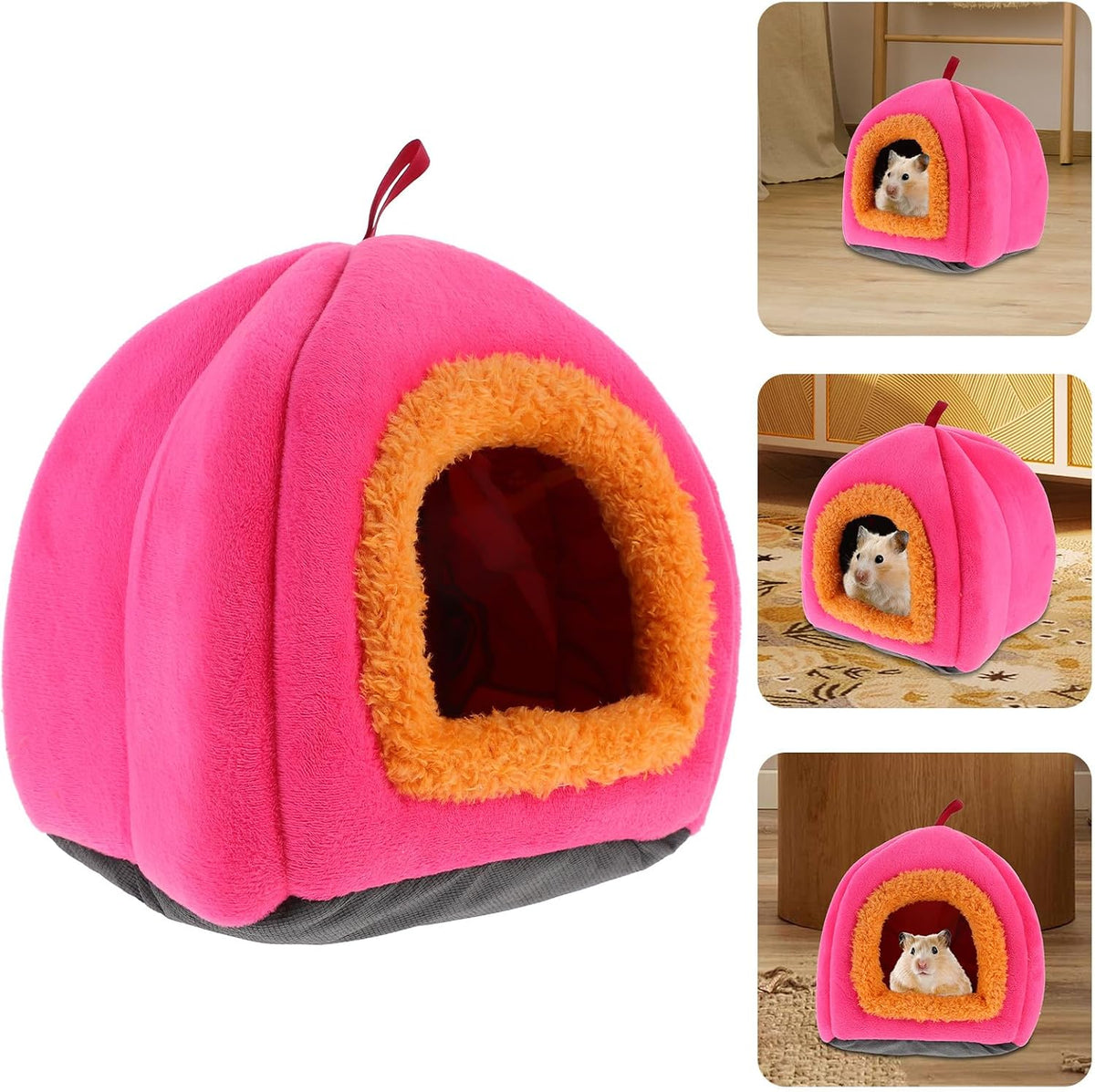 Small Animal Pet Bed House Warm Sleeping Nest for Hamsters Guinea Pigs Chinchillas, Pink Cozy Hideout Cave for Small Pets