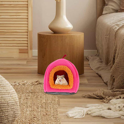 Small Animal Pet Bed House Warm Sleeping Nest for Hamsters Guinea Pigs Chinchillas, Pink Cozy Hideout Cave for Small Pets