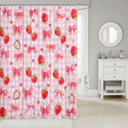 Cute Bowknot Bathroom Shower Curtain with Hooks 72"x72"