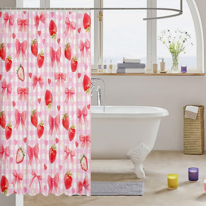 Cute Bowknot Bathroom Shower Curtain with Hooks 72"x72"