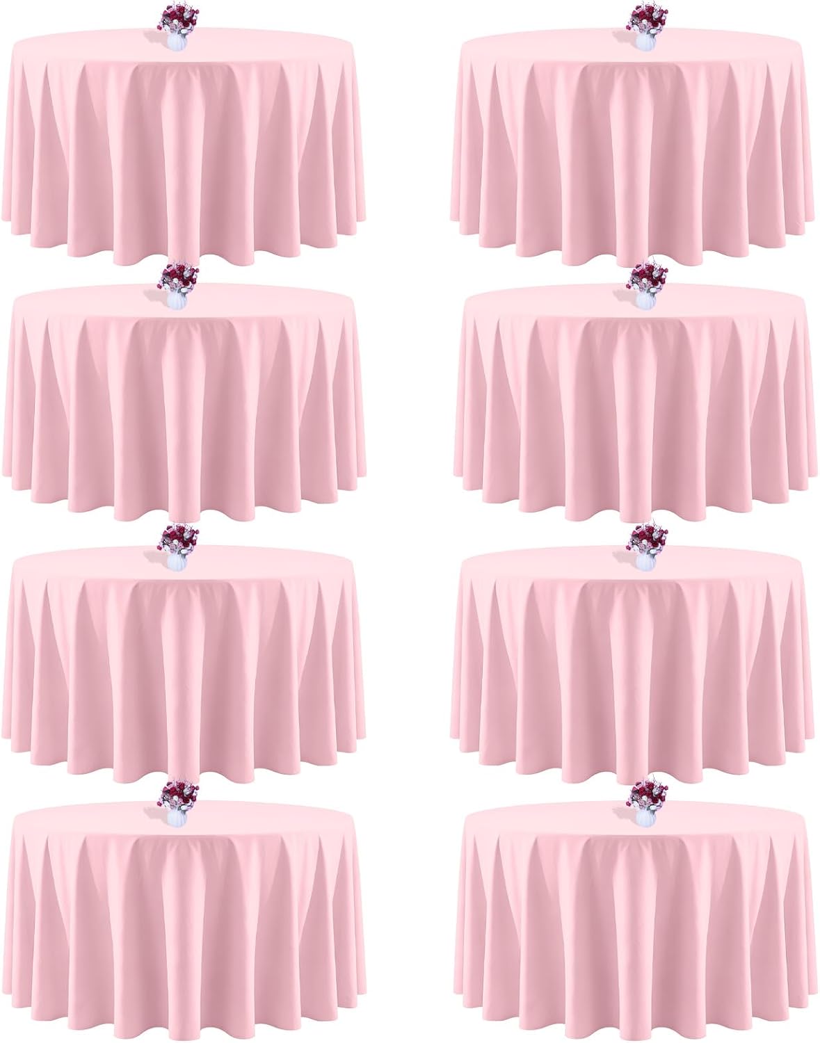 120 Inch Pink Round Tablecloth, 8 Pack