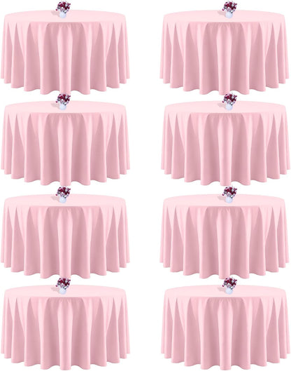 120 Inch Pink Round Tablecloth, 8 Pack