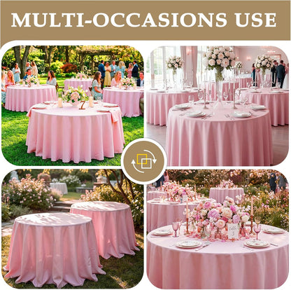 120 Inch Pink Round Tablecloth, 8 Pack
