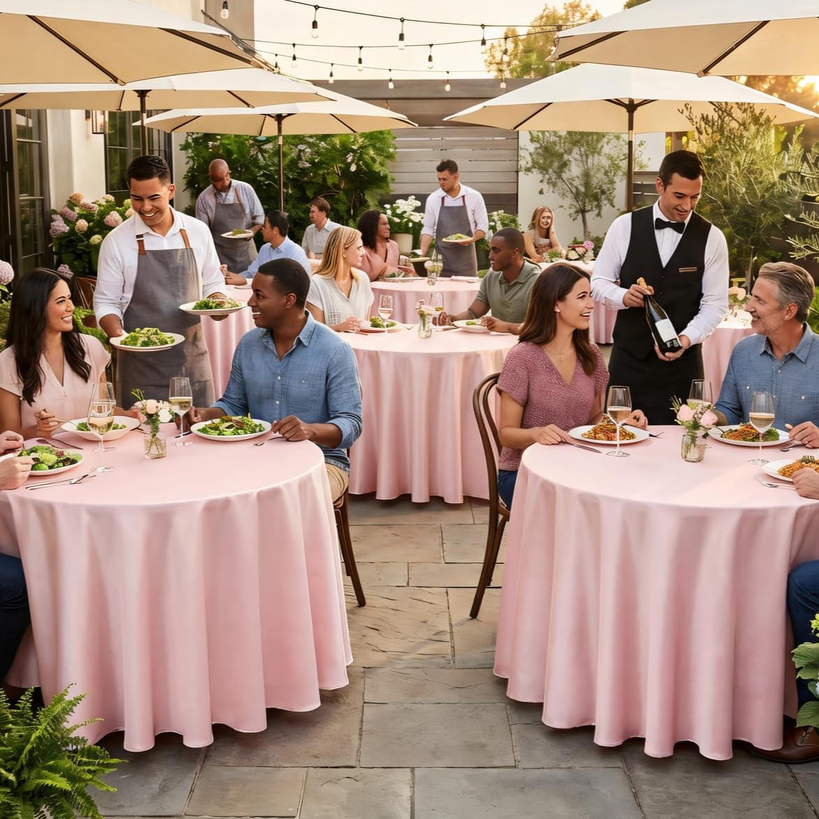 120 Inch Pink Round Tablecloth, 8 Pack
